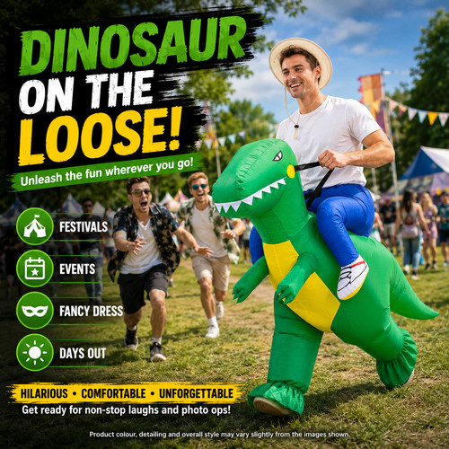 Inflatable green rex ride on - green, t-rex