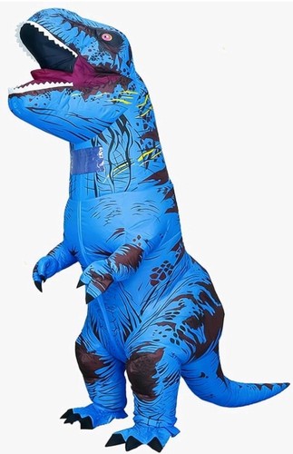 Adult blue inflatable dino - adult,