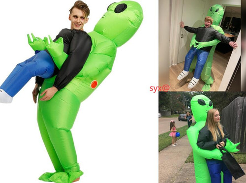 Green alien inflatable - alien, monster
